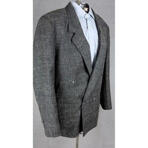 Vintage‎ Cotler Mens 42 Double Breasted Blazer Jacket Charcoal Gray Atomic Fleck